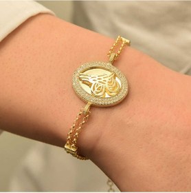 Resim Gümüş Gold Tuğralı Bayan Bileklik Sl1392 Gümüş 