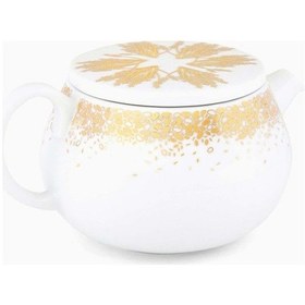 Resim Beyaz Tamrah Çaydanlık Porselen Gold Desenli 10cm Çap 9cm Yükseklik Bulaşık Makinesi Güvenli Çok Renkli 