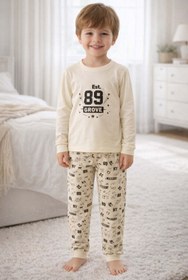 Resim aden kids %100 pamuk çocuk uzun kollu ince pijama takımı 