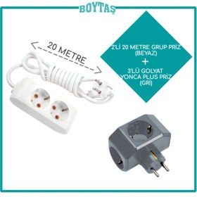 Resim Viko 2'li Beyaz Grup Priz + Gri Yonca Plus Golyat 