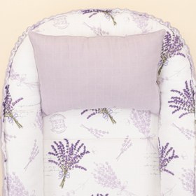 Resim Babynest ve Yastık - Çift Taraflı - Lila Muslin - Lavanta 