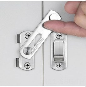 Resim Ankatek Springsun 4 Adet Paslanmaz Çelik Sürgülü Kapı Kilit Seti - 7x5 Cm Şarap Dolabı Ve Mobilyalar İçin Gümüş Gümüş 