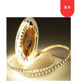 Resim 5 Volt 5 Mm 2835 Smd 3000 K Günışığı İç Mekan 120 Ledli 5 Metre Şerit Led 