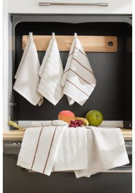 Resim Rebeka Home Collection Sophia El Yüz Mutfak Havlu Seti 6'lı 30 x 50 CM Krem 