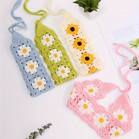 Resim Knitted Floral Bandanas Başlıklar Kadınlar için Boho Şık Başlık 