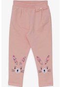 Resim Breeze Kız Bebek Tayt Pantolon Tavşan Nakışlı 9 Ay-3 Yaş, Pudra 