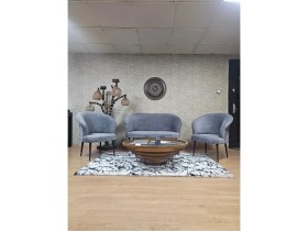 Resim Teddy Takım Siyah Boyalı Sivriltme Ayak Çay Seti Koltuk - Berjer , Balkon, Salon, Ofis Gri Renk 40 x 125 Boyut/ebat 