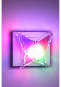 Resim Rgb Gece Lambası Kelebek Tip Koridor Hol Işığı Uyuma Işığı Renkli Işık Beyaz Gc15 Beyaz 