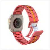 Resim Oldfriend Mıknatıslı Berry Red Metalik Saat Kayışı İwatch Ultra/se/seri 9-1 Uyumlu 42/44/45/49mm 