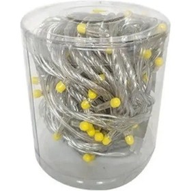 Resim 10m 100 Led Damla Uçlu Gün Işığı Şeffaf Kablo Sarı 