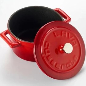 Resim AyrStore Metal Döküm Mini Tencere, 10 Cm, 0.35 L Hacim, Kırmızı 