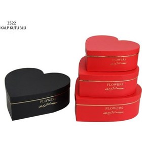 Resim 3'lü Kalp Şekilli Dekoratif Hediye Kutusu Royaleks-svr-3522 