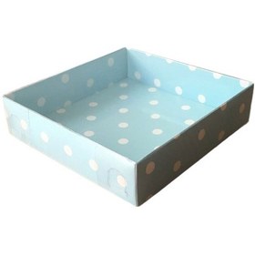 Resim Asetat Kapaklı Karton Kutu 12X12X3 50 Adet Puantiyeli Mavi N11.9089 