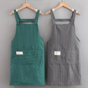 Resim 1 adet Modaya Uygun Uzun Kollu Önlük - Nefes Alabilen Polyester, Yeşil Beyaz Çizgilerle, Erkekler veya Kadınlar İçin Ayarlanabilir Askılı Tasarım, Evde Pişirme ve Catering İçin İdeal, Catering Önlüğü | Şık Önlük | Ayarlanabilir Askılı Önlük 