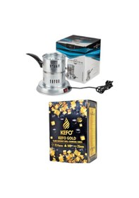 Resim Kefo Galvaniz Elektrikli Nargile Köz Kömür Yakma Makinası / Ocağı + 1kg Nargile Kömürü 