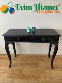 Resim Evim Hizmet 120 Cm Çekmeceli Siyah Eskitme Dresuar Makyaj Masası 