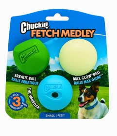 Resim Chuckit! Fetch Medley Gen 2 3'lü Köpek Oyun Topu Küçük Boy 