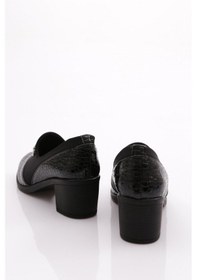 Resim Dgn 23031 Kadin Kurdela Desenli Topuklu Ayakkabi 23031-2537-R6201 Siyah Kroko 