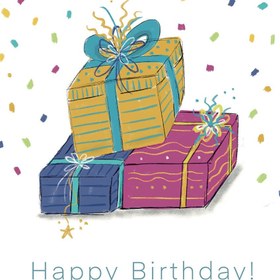 Resim Konsept Tebrik Kartı-Happy Birthday-Hediye Paketi 