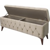Resim Vavonni Sandıklı Puf Bench Puf 140 cm Krem A+ Kalite 