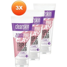 Resim Avon Clearskin Leke Karşıtı 3'ü 1 Arada Pembe Kil Scrub 3 x 75 ML 