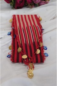 Resim Genel Markalar Oto Serisine Uyumlu Kırmızı Karadeniz Karışık Nazar Boncuklu Ve Liralı Keşan Bandana Puşi 