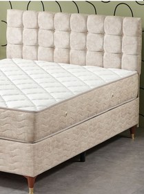 Resim Beehanem Bengü 160x200 Çift Kişilik Baza Başlik Yatak 3 Lü Set Krem Krem 160 X 200 