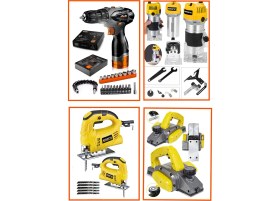 Resim Eisenn Alman 4'lü Tam Marangoz Set Formika Freze Akülü Matkap Planya Dekupaj Testere 