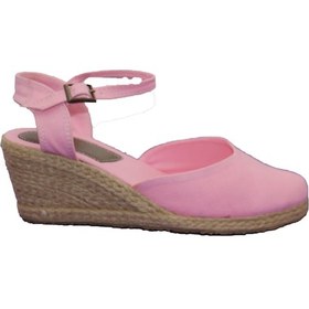 Resim Keten Kadın Sandalet Dolgu Topuk Gri 