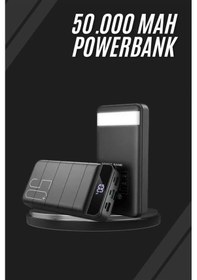 Resim Taşınabilir Powerbank 50.000 Mah 4 Girişli Hızlı Şarj Led Göstergeli Fenerli Şarj Diğer 