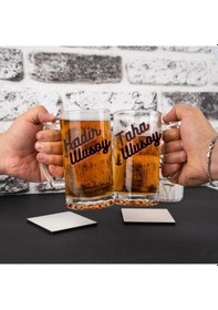 Resim Kişiye Özel Tasarımlı 2 Li Bira Bardağı Saydam 