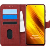 Resim Xiaomi Poco X3 Nfc Kılıf Fabric Book Wallet Kırmızı Microsonic