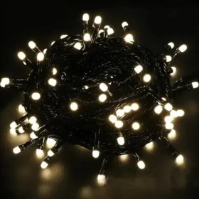 Resim Marsilyan 10M 100 LED Boncuk Lamba Gün Işığı Siyah Kablo 