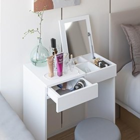 Resim Aynalı Makyaj Masası, 2 Çekmeceli, Beyaz, MKJ 101 70x42 