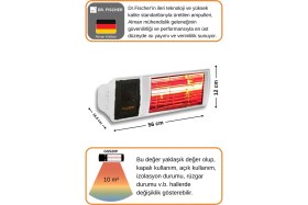 Resim Goldsun Supra Plus 2000 Watt GSS20P Kumandalı Suya Dayanıklı Elektrikli Infrared Isıtıcı-Beyaz 