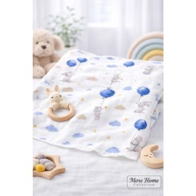 Resim More Home Çok Amaçlı Müslin Örtü, Müslin Bebek Battaniyesi, %100 Pamuk Tek Katlı Müslin BEZ,90X90 cm 