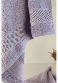 Resim %100 Pamuk Banyo Havlu Seti-long Twist İplik-yüksek Su Emici Ve Yumuşak Lıla Lila 