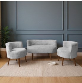 Resim Azra Mobilya Sydney Modern Koltuk Takımı Modern İskandinav Tarzı Welsoft Yumuşak Kumaş Açık Gri Açık Gri 