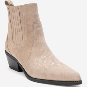 Resim Luvishoes Julıeta Bej Süet Hakiki Deri Kadın Western Bot Bej 