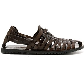 Resim The Sandals Factory Sandalet Erkek M6579 The Sandals Factory Leather Upper Dark Brown Dark Brown 