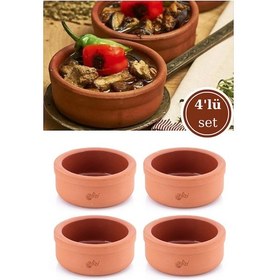 Resim Elizi Çömlekleri 4 Adet Sırlı Toprak Güveç Kasesi, Fırın Sütlaç Yoğurt Kabı 4 Lü Set 4x500ml Sırlı Toprak 