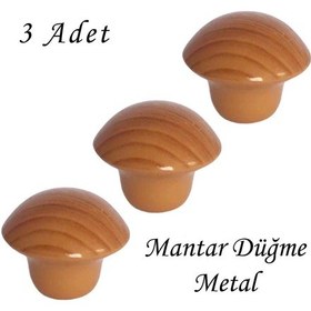 Resim 3 Adet Kayın Mantar Düğme Kulp Mobilya Çekmece Dolap Kapak Kulbu Metal Kulp Aksesuarları Vidalı 