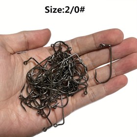 Resim 50 Adet Kutu Korozyona Dayanıklı Yüksek Karbonlu Çelik Dikenli 90 Derece Kelepçe Kancası Tatlı ve Tuzlu Suya Uygun Yüksek Karbonlu Çelik Balık Kancaları 