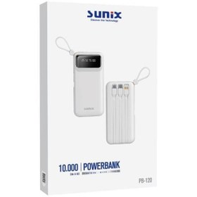 Resim Sunix 10.000 Mah Dijital Göstergeli Kendinden Kablolu Powerbank Beyaz Pb-120 