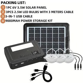 Resim Dashanshop 9000mah Yüksek Kapasiteli Nıtek Solar Power Bank Kit 6v4w Solar 3pcs Bulbs Taşınabilir Şarj Edilebilir Usb Led Işık Dayanıklı Pet Malzeme 