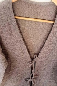 Resim Aişe tesettür Taş Rengi Önü Bağlamalı Kimono Tunik / Likralı Ütü İstemez Kumaş 