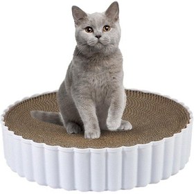 Resim Kedi Tırmalama Yatağı, Aşınmaya Dayanıklı Yuvarlak Oluklu Kağıt 