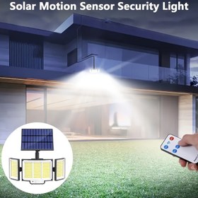 Resim 2 adet/1 adet Güneş Enerjili Dış Mekan 348 Parlak LED Hareket Sensörlü Işık, IP65 Su Geçirmez, Üç Taraflı Aydınlatma Uzaktan Kumandalı Bağımsız Panel, 5.0 metre Ekstra Uzun Kablo, Veranda/Bahçe/Kulübe/Duvar için Uygun, Babalar Günü Hediyesi Olarak Tavsiye Edilebilir 