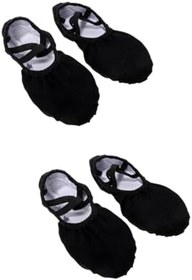 Resim Milisten 2 Çift dans ayakkabıları kanvas bale ayakkabıları bale daireler ayakkabı bayan ev terlikleri kız çocuk terlik kadın yoga ayakkabıları bale ayakkabıları yürümeye başlayan çocuk tayt 