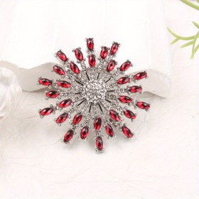 Resim 1 Adet Kırmızı ve Şeffaf Taşlı Gümüş Tonlu Metal Yıldız Patlaması Broş, Zarif Tasarım, Sevgili/Arkadaş/Aile/Sınıf Arkadaşı İçin Mükemmel Festival Hediyesi, Özel Gün Takısı, Tatil Hediyesi, Lüks Mücevher, Yüksek Kaliteli Metal, Parlak Süsleme, Moda Broş, Şık Aksesuar, Kadınlar İçin Aile Hediyesi 